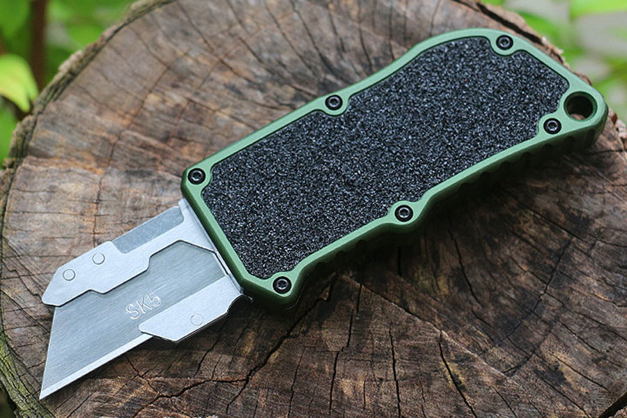 Oferta specjalna M6678 Automatyczna taktyczna nóż SK5 Satin Tanto Blade CNC Green Aviation Aluminium Uchwyt EDC Papiew Paper Nożyce Ostrza