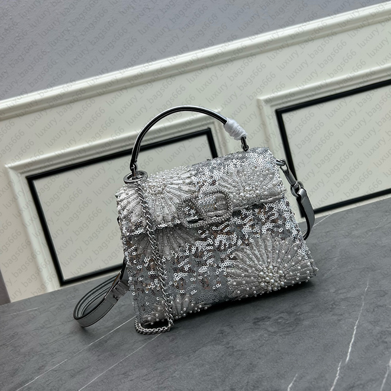 Borse a tracolla firmate Mini pochette Borse da donna Borse da sera alla moda Borse a tracolla di marca classica Borsa a tracolla con perline Bling Lady Borsa a tracolla con tracolla Borsa da donna ricamo con paillettes