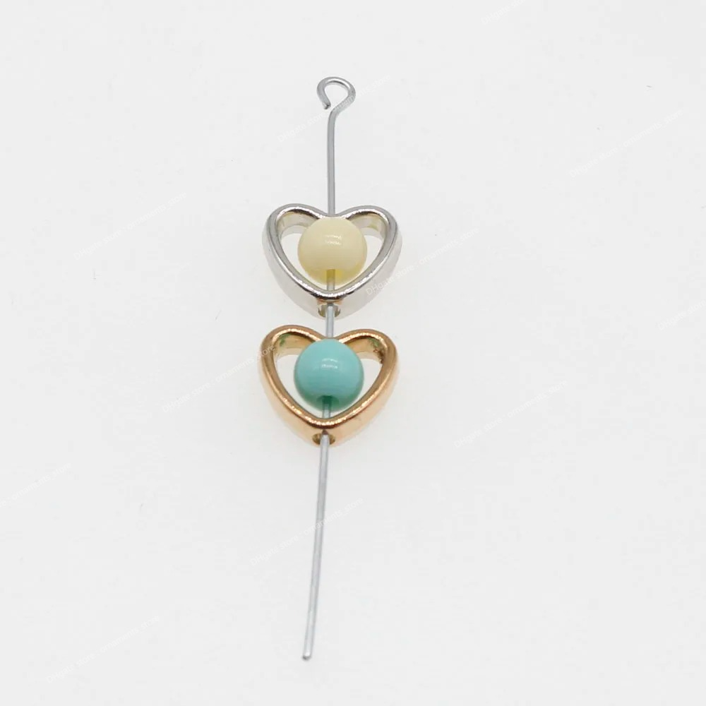 100 / Love Heart Hollow Gold Color CCB Perles d'espaceur en vrac pour les bijoux Bracelet de collier de bricolage