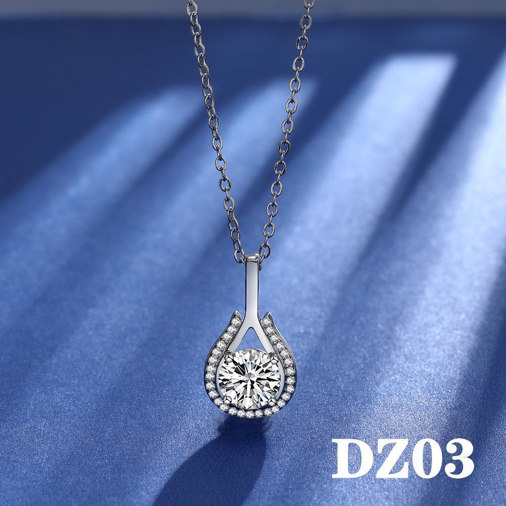 2023 bonito imitação mosang grande prata diamante shinny fã pingente feminino zircão temperamento longo clavícula prata corrente colar atacado