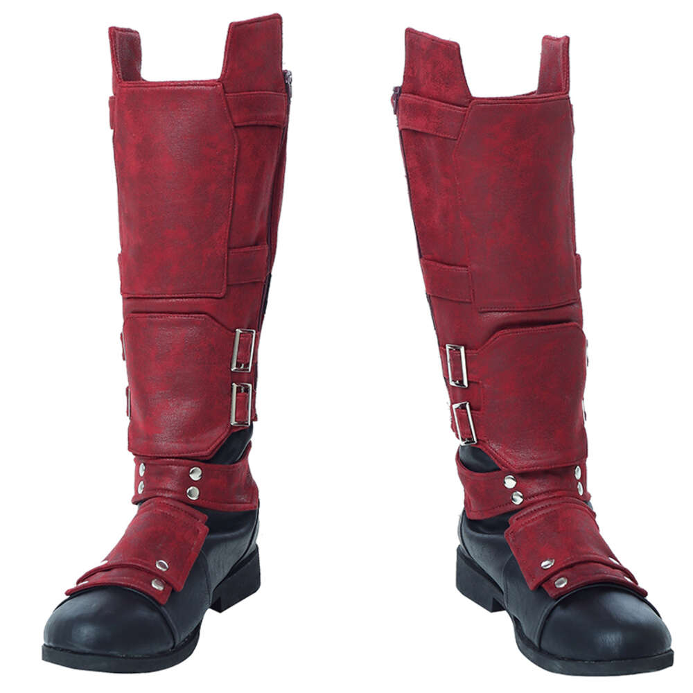 Filme soldado morto cosplay botas super-herói wade wilson sapatos vermelhos para adultos masculino fantasia halloween carnaval acessórios de fantasia