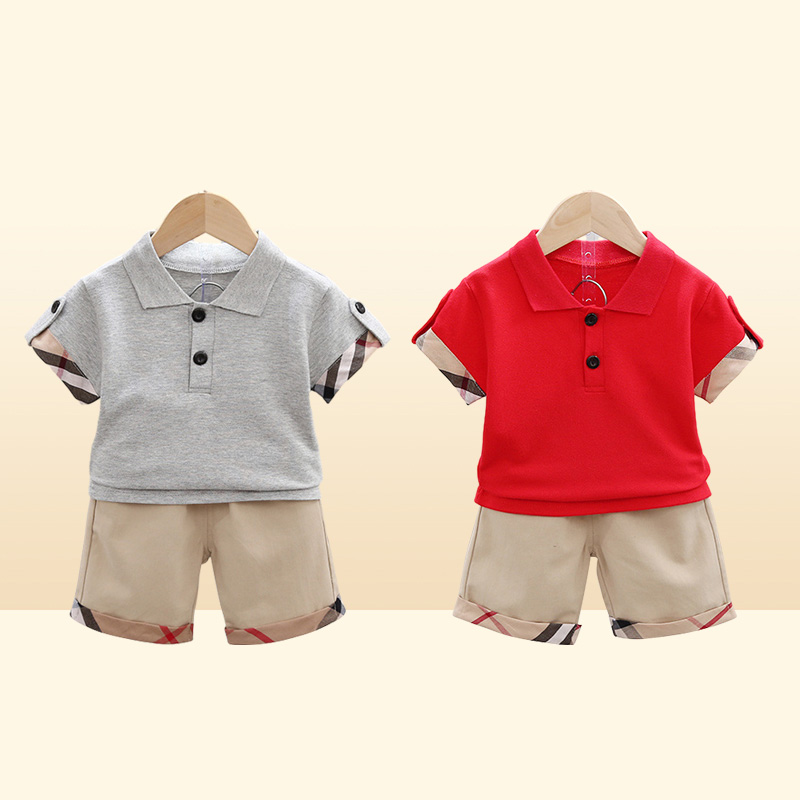 Erkek Yaz Giysileri Setleri Moda Gömlek Şortları Boy Boy Toddler için 0-5 yıl 3860920
