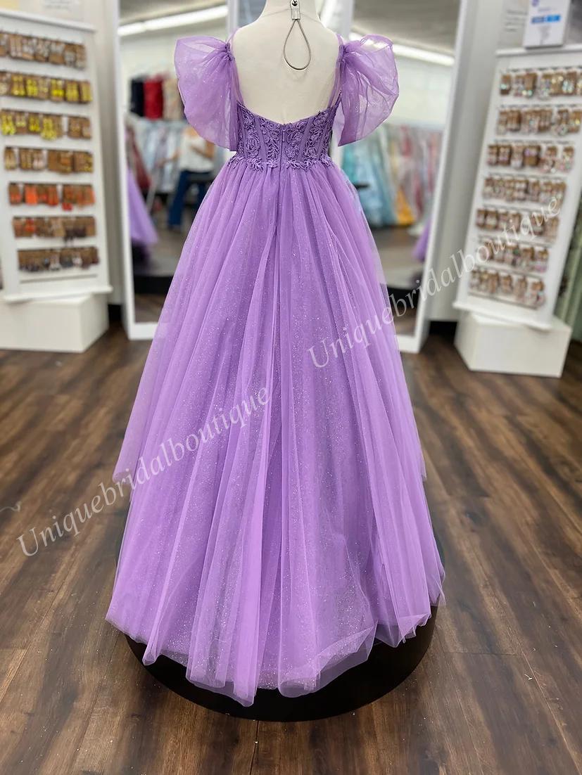 Abito da spettacolo ragazza lilla 2024 Glitter tulle pizzo lungo bambino compleanno formale abito da cocktail party neonato bambino adolescenti preadolescente piccolo giovane junior signorina rosso rosa