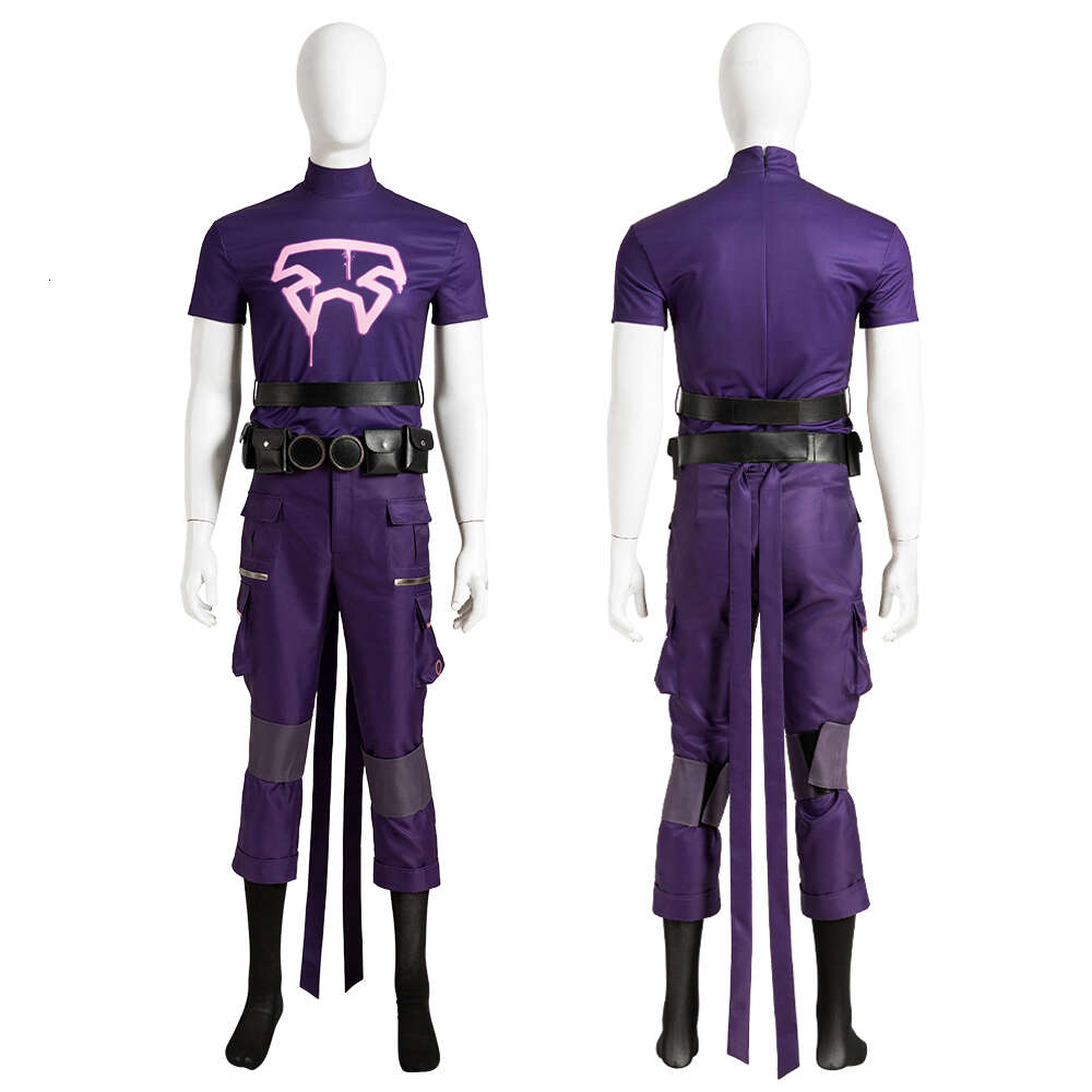 Cosplay Halloween carnaval Miles Cosplay Costume hommes adultes à travers le verset héros violet tenue avec accessoires