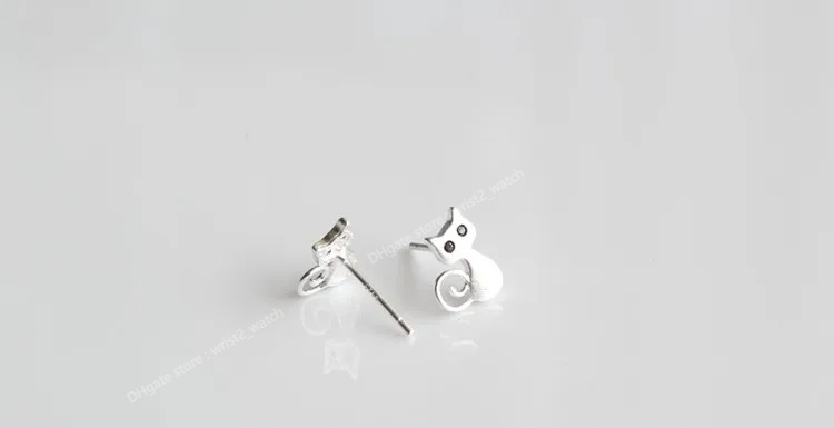 Silver Color Anime Stud Earrings For Women Cute Cat Earings Sterling-silver-jewelry boucle d'oreille VES6050 EarringsStud Earrings Jewelry Accessories