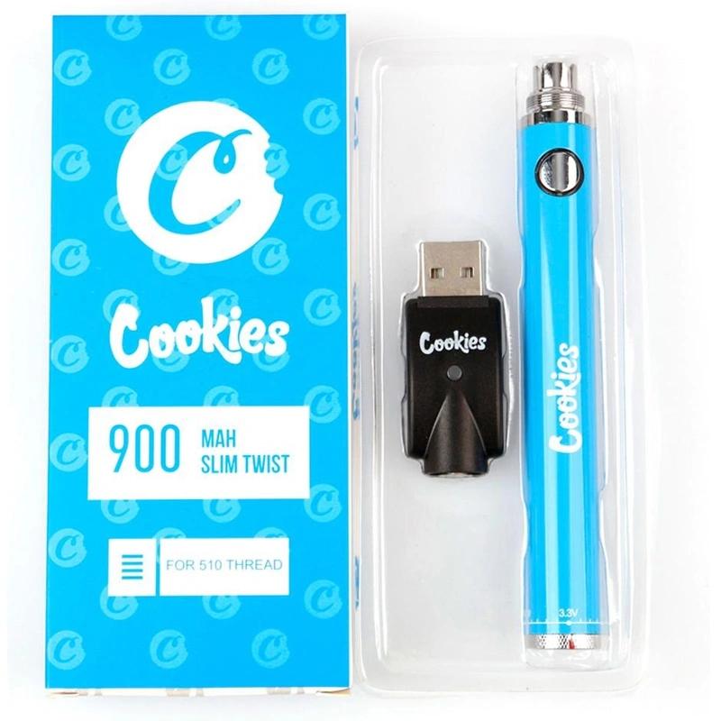 Nuovi Cookies Slim Twist Vape Pen Batteria Bottom Spinner 900mAh VV Preriscaldamento 3.3-4.8V Olio denso Vaporizzatore Cartuccia Vapes Batterie 510 Discussione