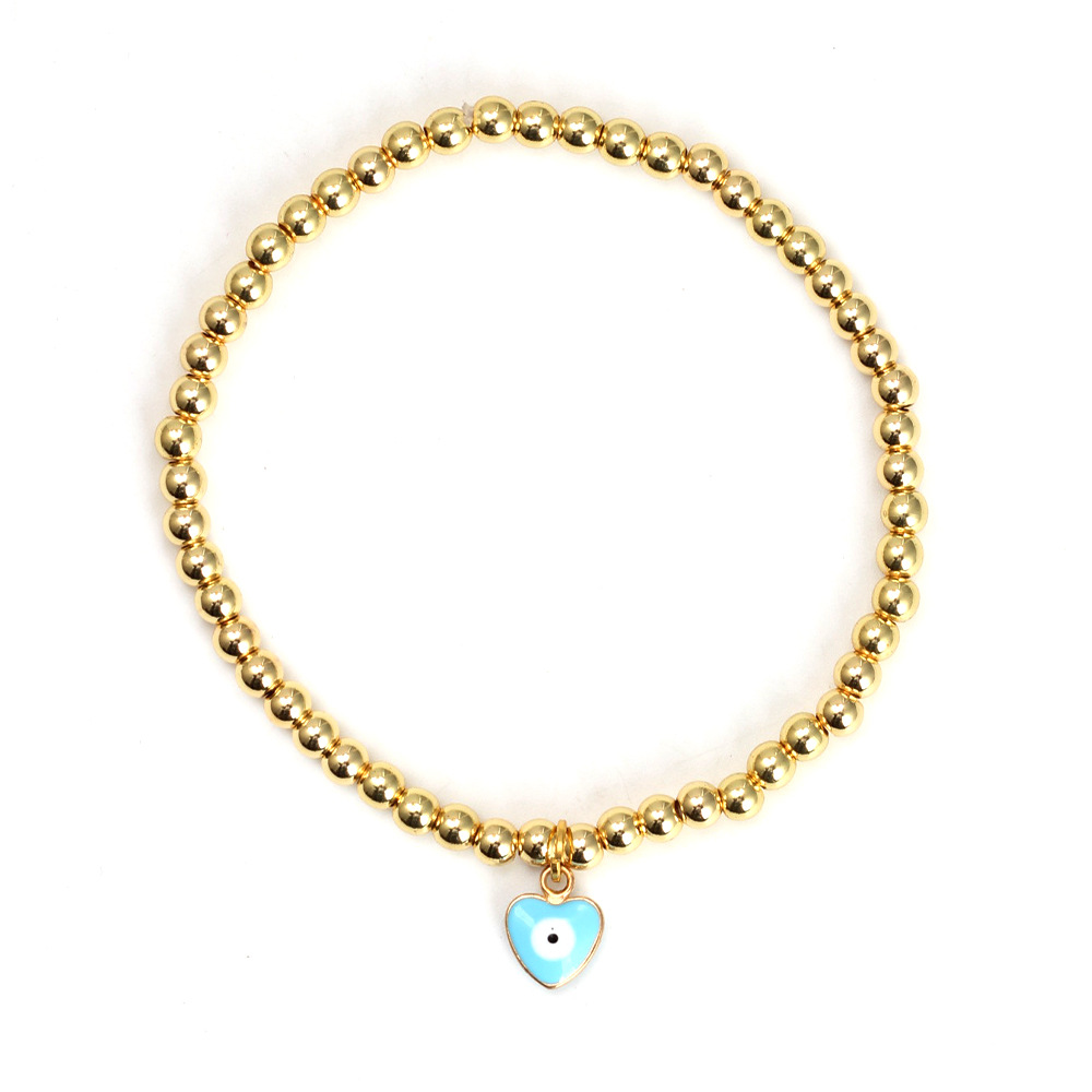 Bracelet en alliage de cuivre pour femmes, en vrac, jaune, amour, yeux bleus, perles, mode œil du diable, accessoires bijoux féminins