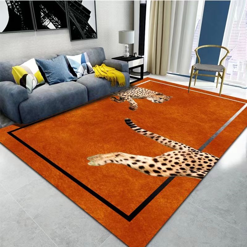 Simple modern light luxury living room carpet tea table blanket Green leopard bedroom bed blanket home covered with large carpet