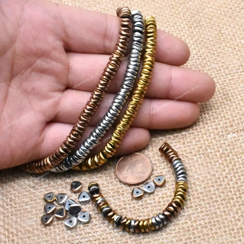 4/6mm Creazione di gioielli fatti a mano Perline distanziatrici Perline di pietra ematite nera Perline distanziatrici piatte allentate la creazione di gioielli Perline di gioielli di moda fai da te Accessori di gioielli