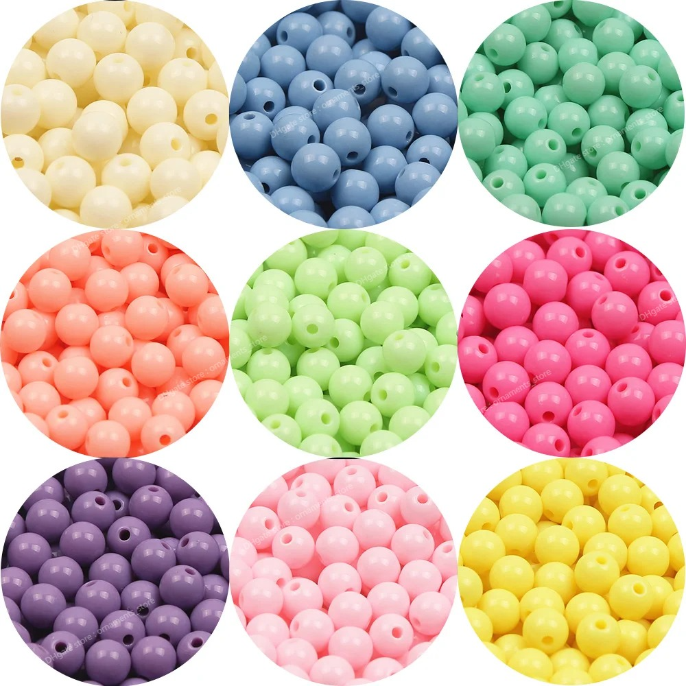 Candy Color Acrylic Round Beads 6-20mm Loose Balls Spacer Beads For Jewelry Making Diy Necklace Bracelet Handmade Accessories Fashion JewelryBeads acrylic