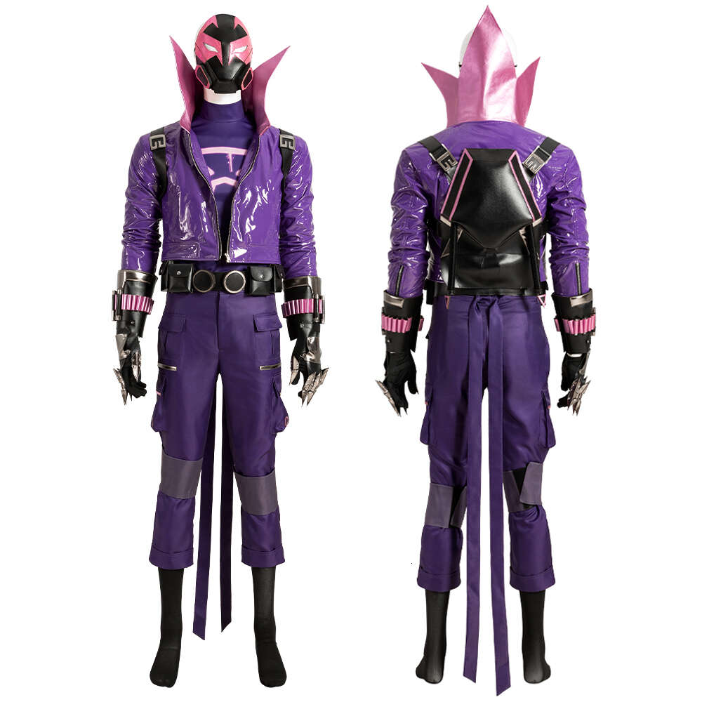 Cosplay Halloween carnaval Miles Cosplay Costume hommes adultes à travers le verset héros violet tenue avec accessoires