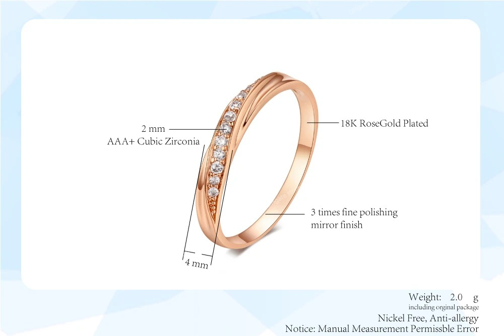 Trouwring voor vrouwelijke liefhebbers Simple Cubic Zirconia Rose Gold Color Fashion Sieraden Zyr314 Zyr317 Fashion Jewelryrings Wedding Rings Women Gold