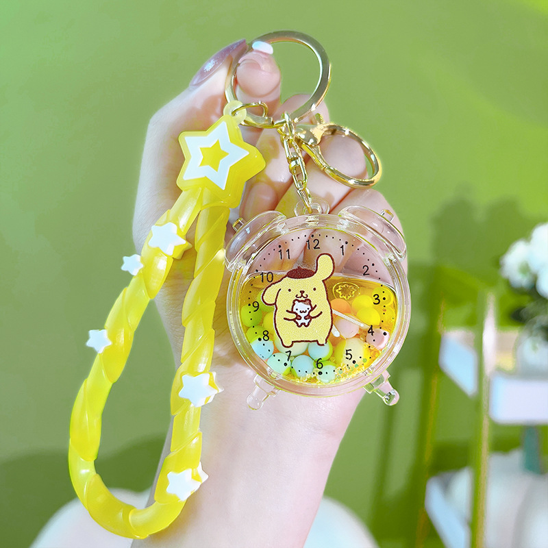 Creative Oily Kuromi Keychain Exquisite and Cute Flowing Sand Bottle Pendant, Schoolbag Accessories, Small Gift Wholesale