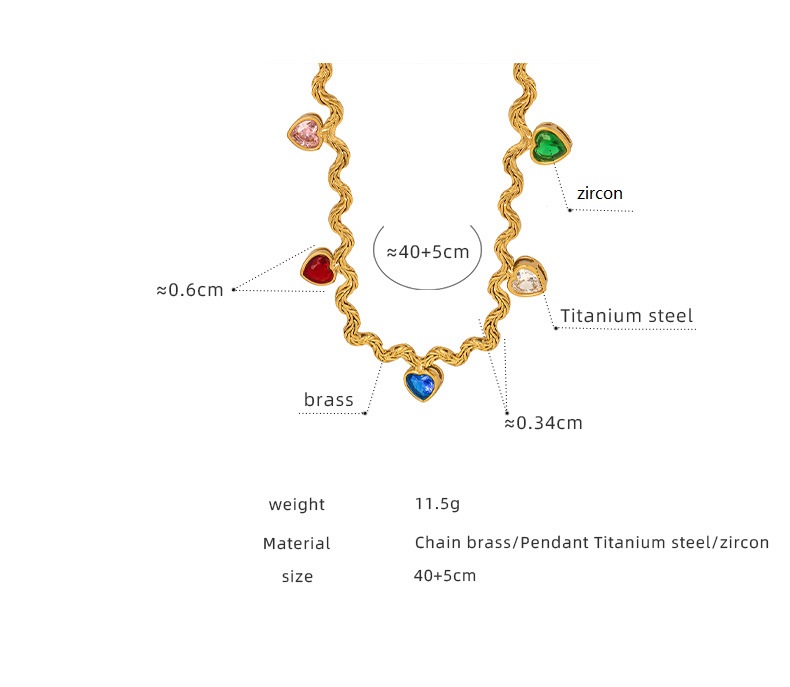 Europa e nos estados unidos moda cor zircão amor forma contraste cor geométrica forma irregular colar clavícula colar feminino