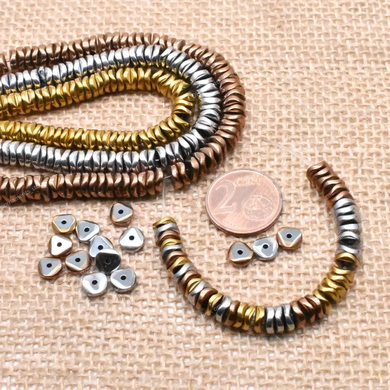 4/6mm Creazione di gioielli fatti a mano Perline distanziatrici Perline di pietra ematite nera Perline distanziatrici piatte allentate la creazione di gioielli Perline di gioielli di moda fai da te Accessori di gioielli