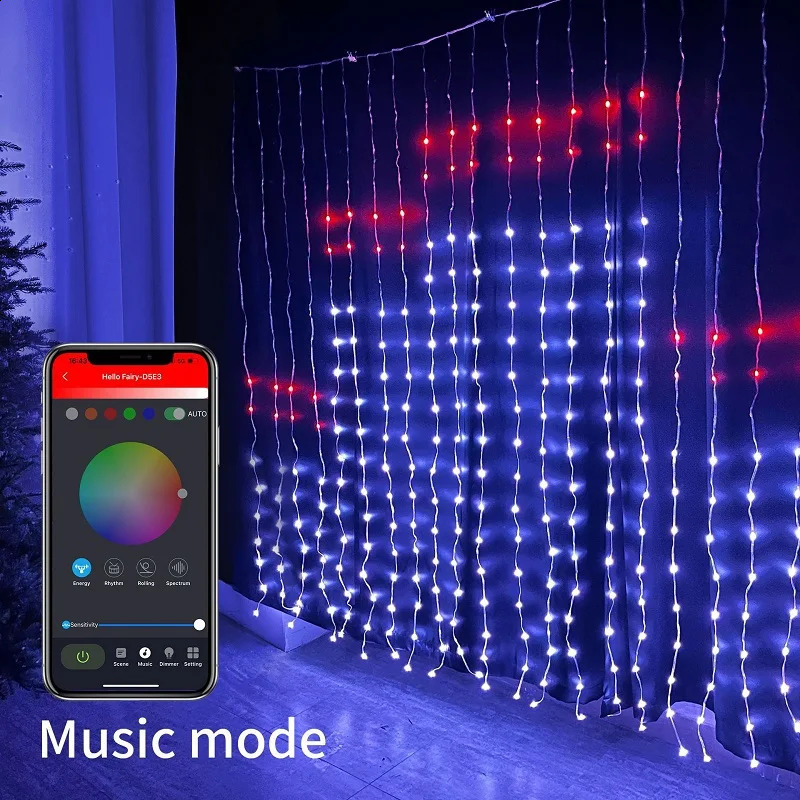 Andere evenementen Feestartikelen Smart Led-gordijnlicht DIY-fotoweergave Tekst Fairy String App Remote Music Sync RGB-striplamp Outdoor Christmas Party Decor 231030