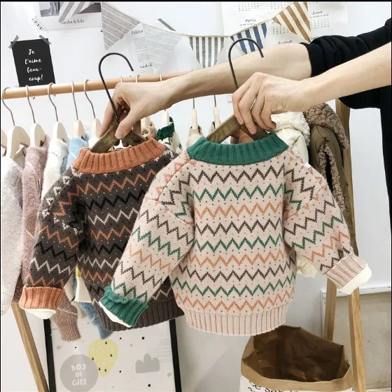 Pullover Autumn Winter Boy girl Sweater Kids Striped Ribbed Knitting Children Soft Clothes Boys Tops Outfit Clothing 231030