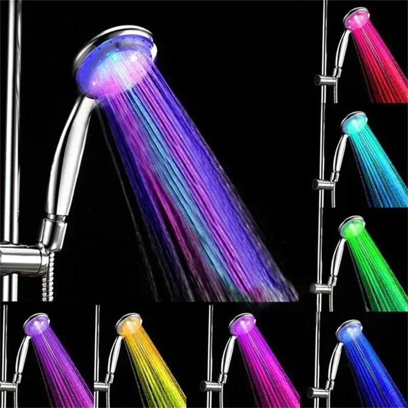 욕실 샤워 헤드 7 색 변경 LED 헤드 강우량 분무기 물 절약 샤워 헤드 액세서리 교체 231031