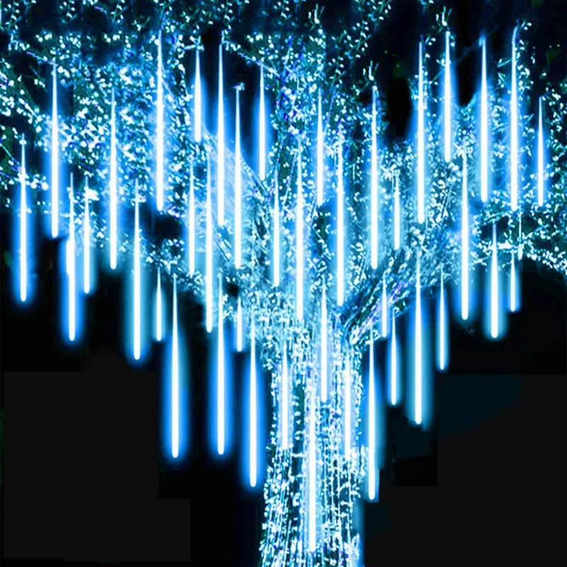 Christmas Decorations 50cm 30cm 8 Tubes Waterproof Meteor Shower Rain LED String Lights Outdoor Garden Decoration for Home Tree EUUS Plug 231030