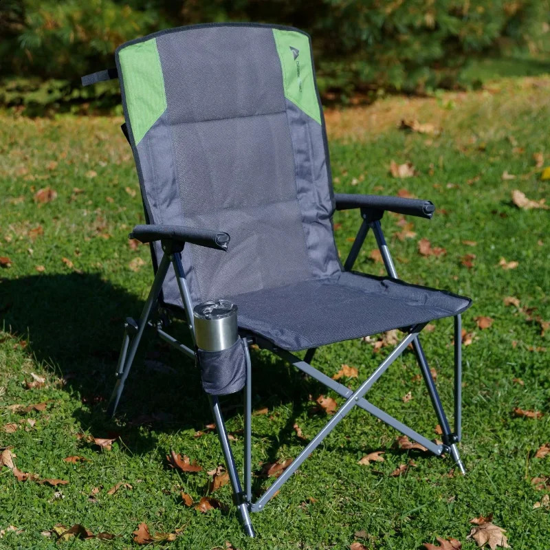 Camp Furniture Trail High Back Hard Arm Camping krzesło szare krzesła kempingowe krzesła na zewnątrz Łowotanie składane 231030