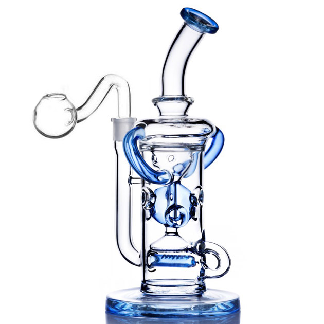 Glass Water Bongs Dab Rig Hookahs Thick glass Smoke Pipe Percolator Recycler oil Rigs Function Waterpipe With 14mm Banger