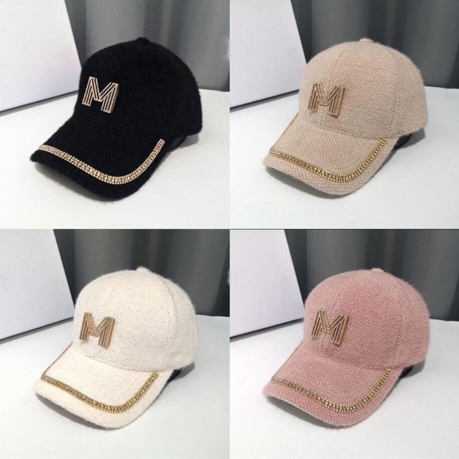 Luxus Frauenkappe Strass -Paillettenbrief Baseball Cap Herbst- und Wintermädchen weibliche Snapback Hip Hop Caps Verstellbarer Sonnenhut