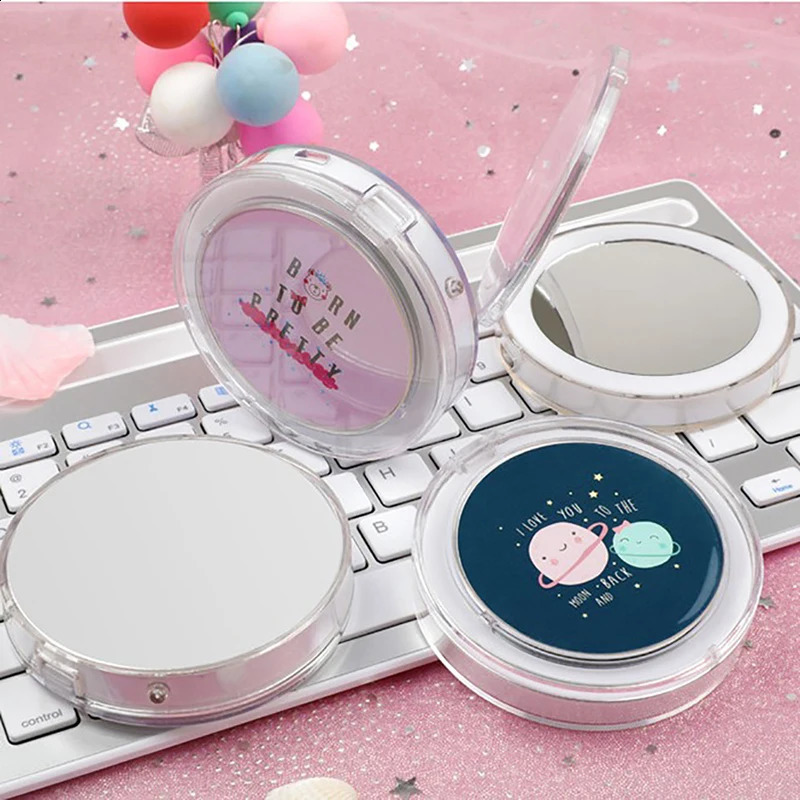 Mini miroir de maquillage Compact TSHOU659 LED, pliable à main, petit miroir cosmétique Portable Micro USB 231030