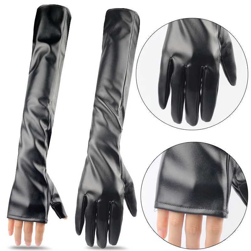 Gants sans doigts Long Keeper 2023 Nouvelles femmes noires Sexy Stretch Pu Cuir Skinny Long Écran Tactile Gants Hip Hop Gants de Danse Mitaines CosplayL231017