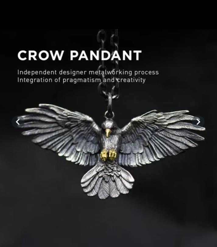 Vintage 316Lstainless Steel Crow Pendant Necklace Domineering Crow Necklace Party Hip Hop Jewelry Fashion Accessories