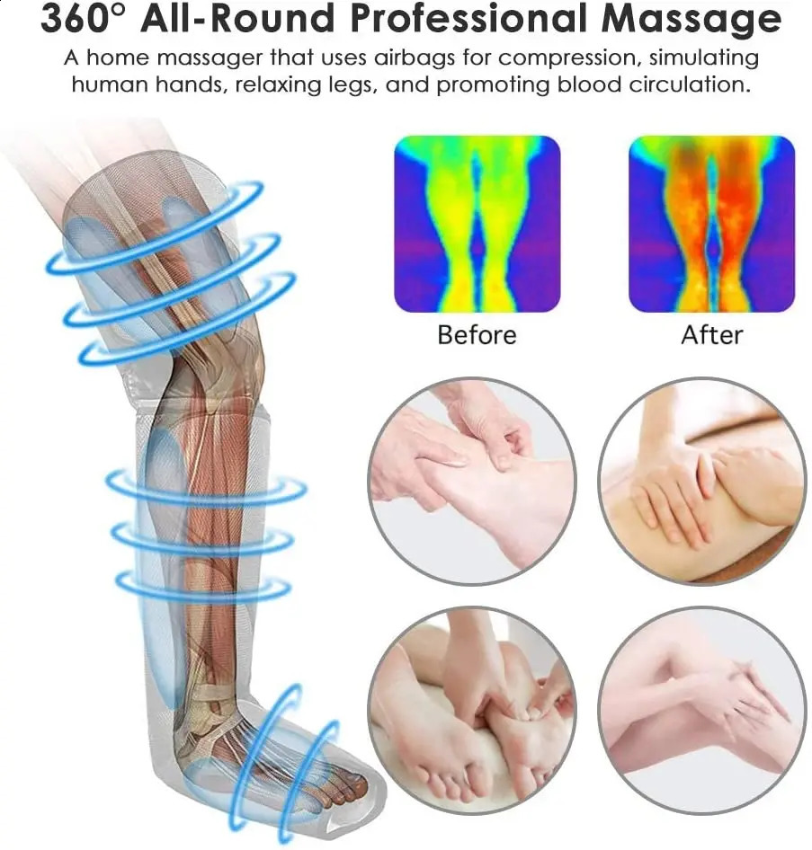 Andere massageartikelen 360° Voetluchtdruk beenmassageapparaat bevordert de bloedcirculatie lichaamsspierontspanning lymfedrainageapparaat 231030