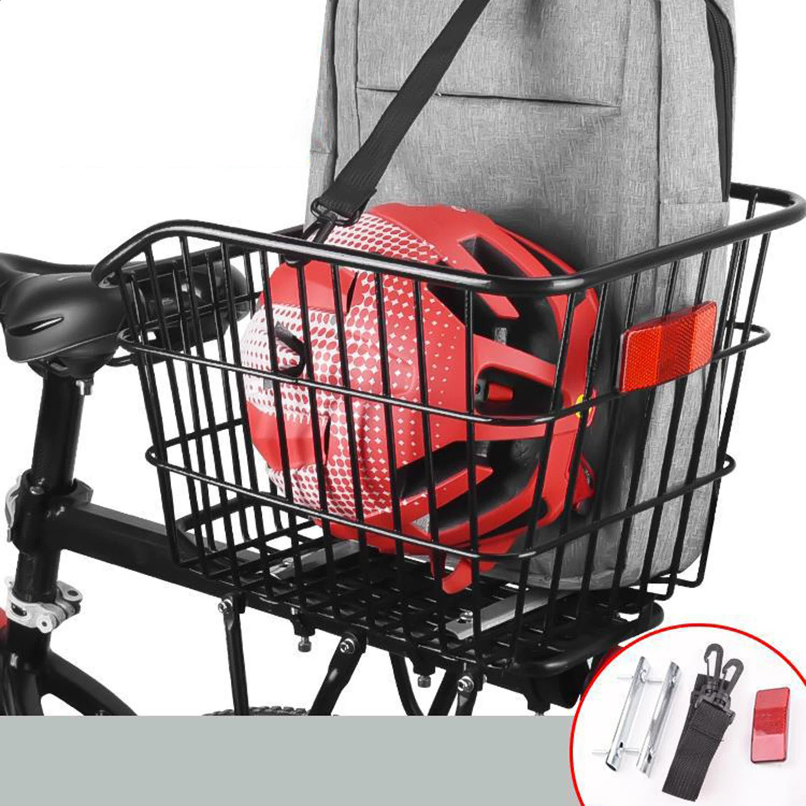 Panniers Bags Metal Wire Rear Bike Storage Basket without Cover Mountain Bicycle Cargo Strengthened Frame for Riding Luggage Outdoor 231030