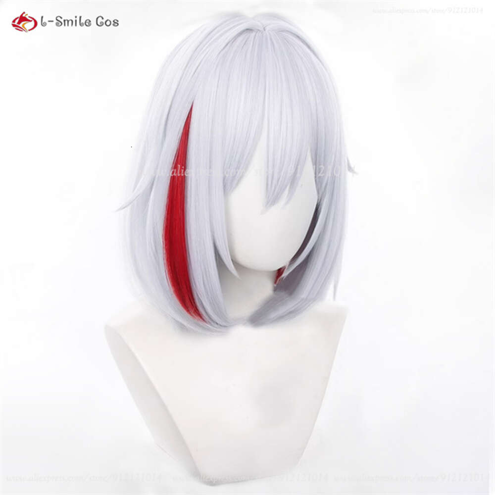 Catsuit Costumes Honkai Star Rail Topaz Cosplay 35cm Short Grey Purple Highlights Red Anime Wigs Heat Resistant Synthetic Hair + Wig Cap