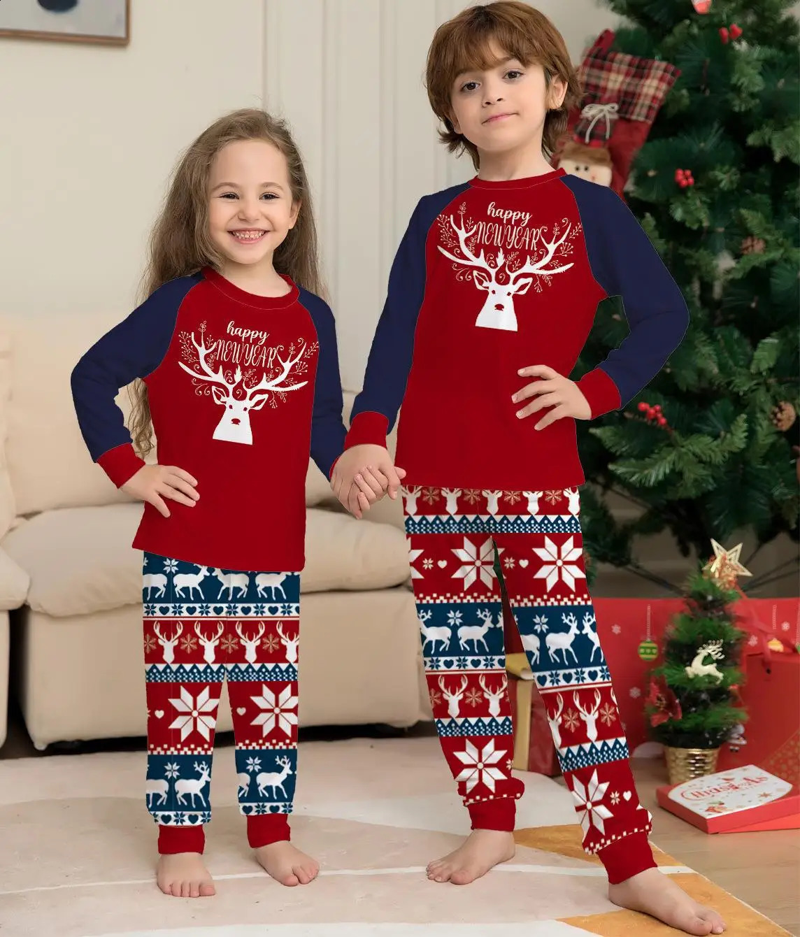 Passende Familien-Outfits, Weihnachtspyjamas, Nachtwäsche, Familia-Look, Anzug für Eltern und Kinder, Pyjama-Sets 2023 231030