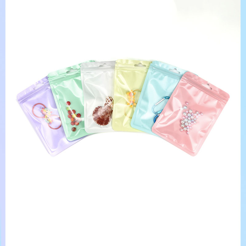 Self-sealing moisture-proof sealing bag transparent ins wind Macaron color Ziplock bag Plastic bag thickened color jewelry snack card storage sealed bag