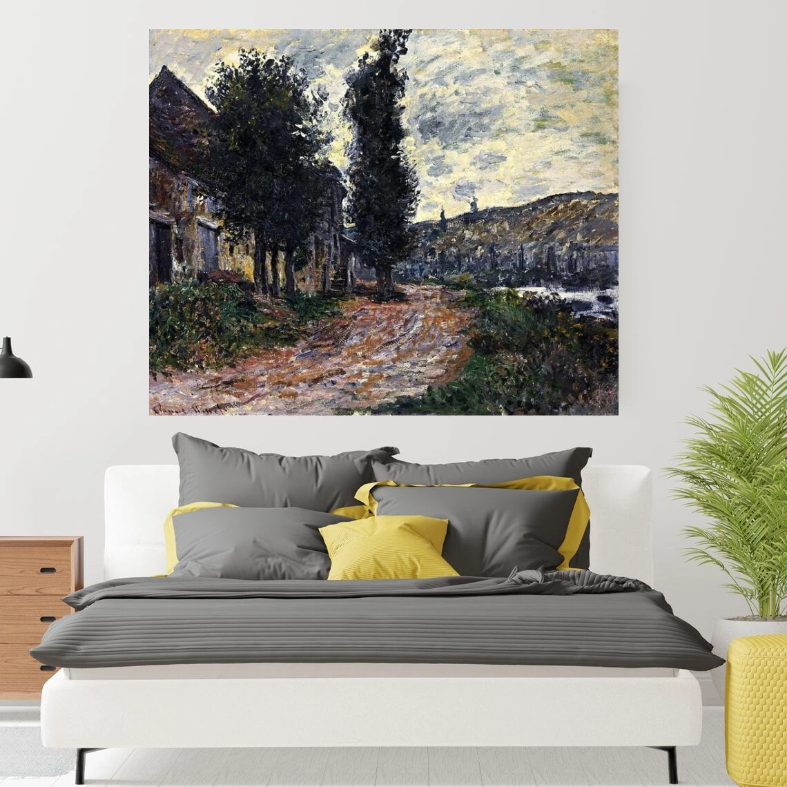 Tow Path at Lavacourt by Claude Monet Oil Painting Reproduction on Canvas Impressionist Landscape Wall PictureArtwork Handmade