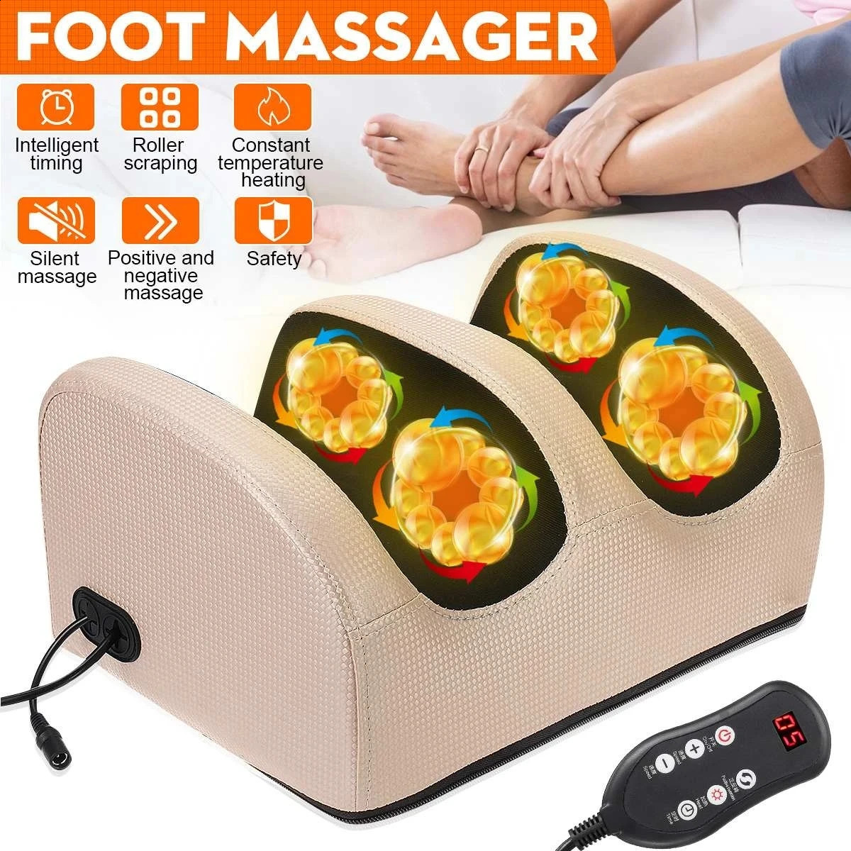 Voet Massager Afstandsbediening Elektrische Machine Verwarming Therapie Shiatsu Kneden Roller Vibrator Compressie Diepe Spieren Gift 231030