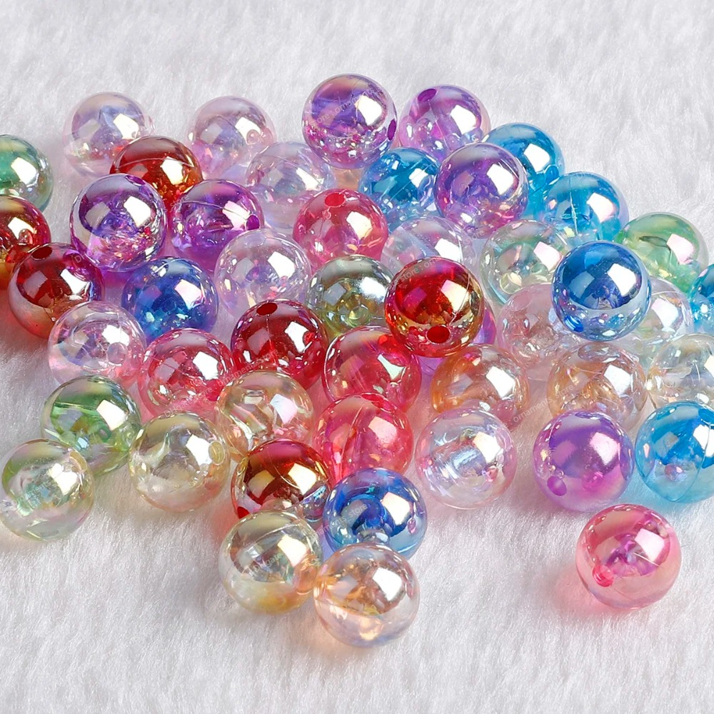 6/8/10 mm arc-en-ciel AB Couleur des perles acryliques rond Perles lâches claires pour bijoux faisant des boucles d'oreilles de bracelet bricolage