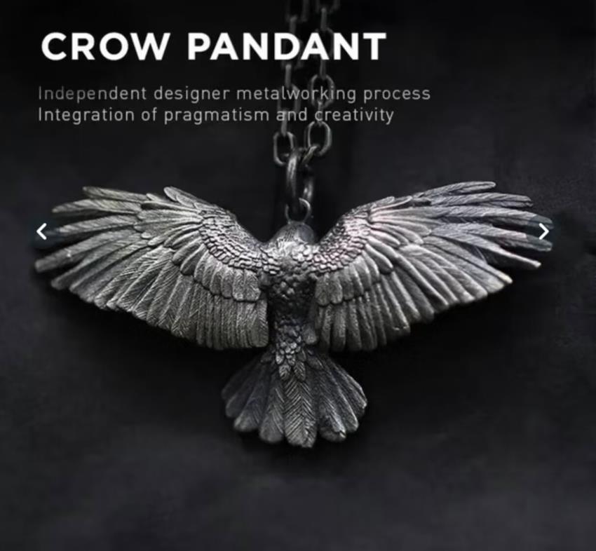 Vintage 316Lstainless Steel Crow Pendant Necklace Domineering Crow Necklace Party Hip Hop Jewelry Fashion Accessories