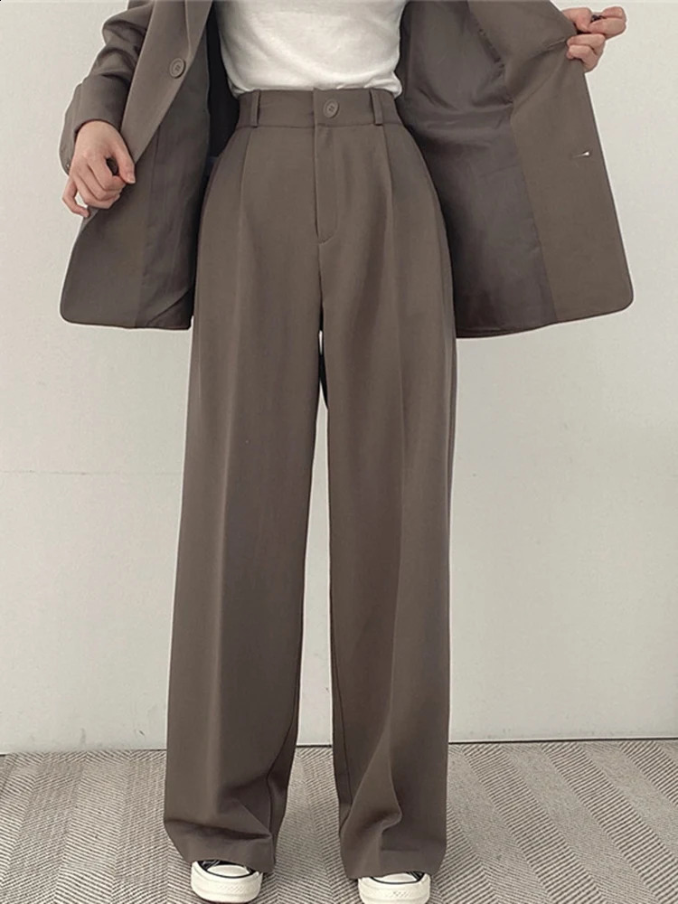 Kvinnors tvådelade byxor Aelegantmis Spring Fall Two Piece Blazer Set for Women Casual Blazers Jacket Pants Set Korean Fashion Office Wear Outfit Female 231030