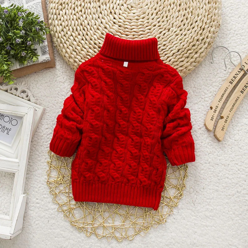 Pullover Diimuu Kids Boy Girl Sweater Knitwear Turtleneck Clothes Baby Winter Tops Solid Sweaters Children Warm Coat 231030