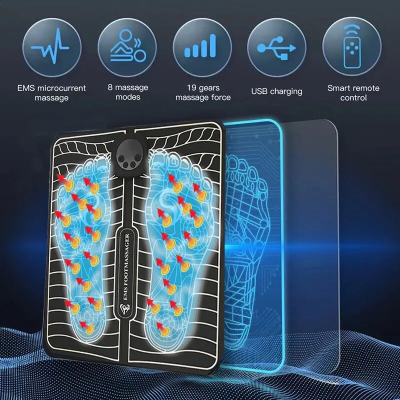 フットマッサージャーEMSマッサージリモートコントロールパッドパルス足底疼痛のための電流刺激Acupoint Body Lexati