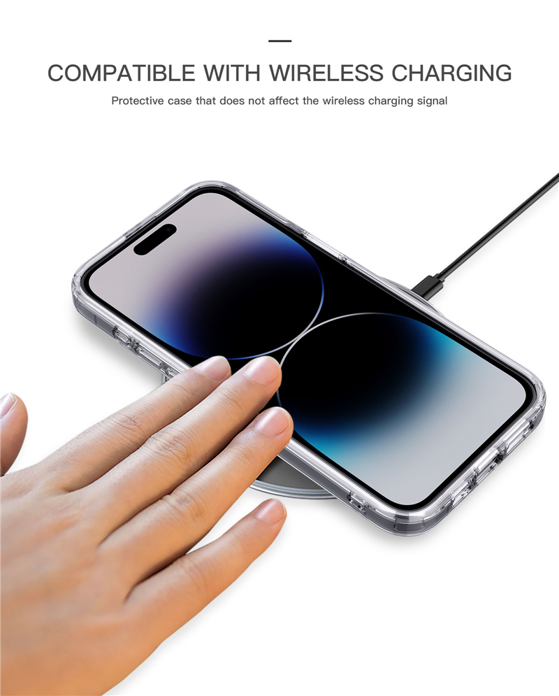 Capa de telefone luxuosa transparente Vogue para iPhone 15 Pro Max resistente, proteção completa, amortecedor macio, capa traseira transparente fosca, à prova de choque, compatível com carregamento sem fio