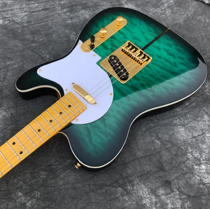 Custom Shop Merle Haggard Tuff Dog tl Электрогитара, стеганый кленовый топ зеленого цвета, золотая фурнитура, бесплатная доставка Guitarra