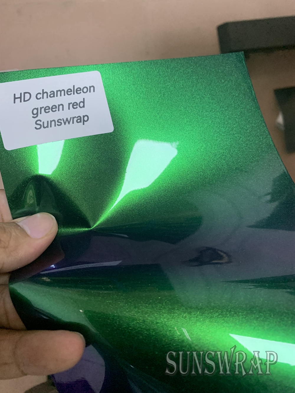 HD Gloss Chameleon Pearl Glitter Metallic Groen rood Vinyl Car Wrap Folie met Air Release Diamond Autosticker Sticker