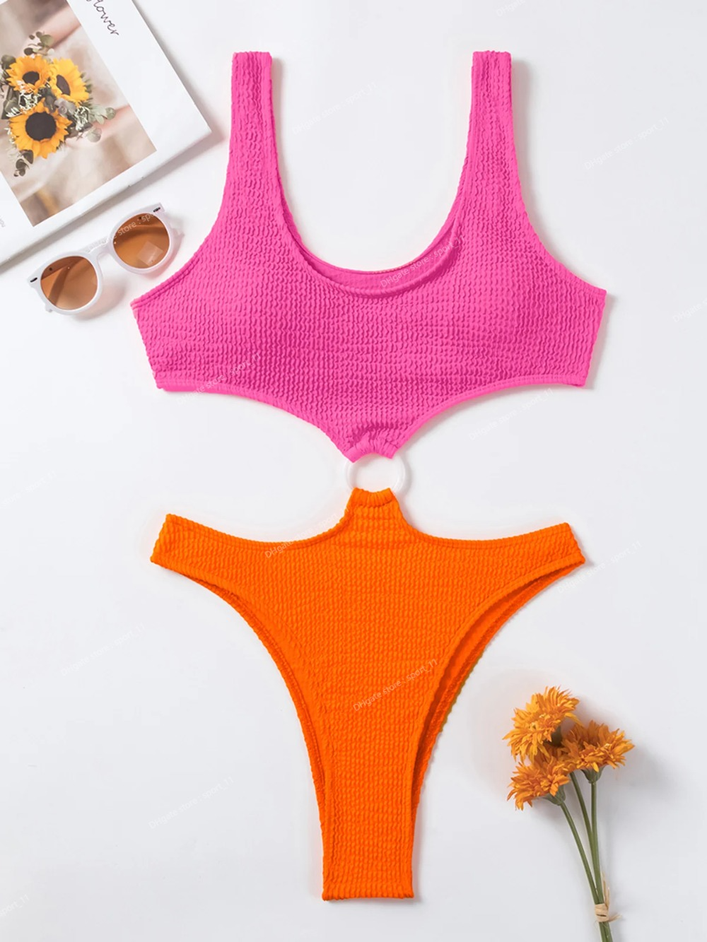 Sexiga kvinnor en bit baddräkt 2023 texturerad kvinnlig badkläder hög midja monokini Push Up Swimming Suits Beachwear Beach bodysuit Swimone Piece Suits Automotive