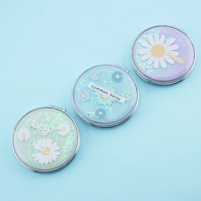 Compact TSHOU658 Mini Makeup Fresh Flowers Mirror Compact Pocket Mirror Portable Double-Sided Folding Cosmetic Mirror Gifts 231030