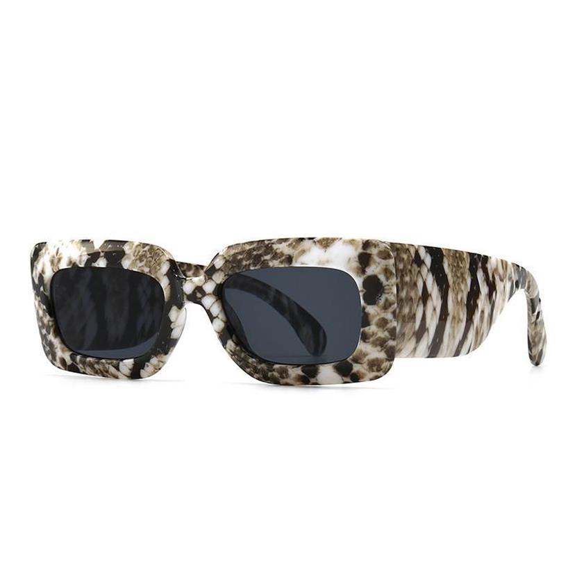 Sunglasses Snake Skin Brown Python Women Vintage Rectangle Brand Designer For Uv400 Eyewear243d