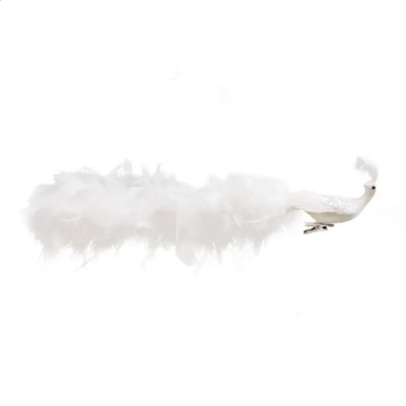 Christmas Decorations 40x8cm Tree White Peacock Pendant Artificial Feathers For Exquisite Festival Decor Home Living Room Hanging 231030