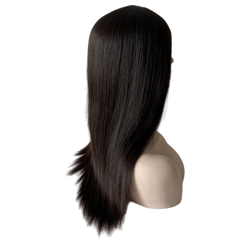 22 tum Mongolian Virgin Human Hair #1B Black Kosher Wig 180% Densitet Silkeslen Straight 4x4 Silk Top Jewish Wigs For Jew.