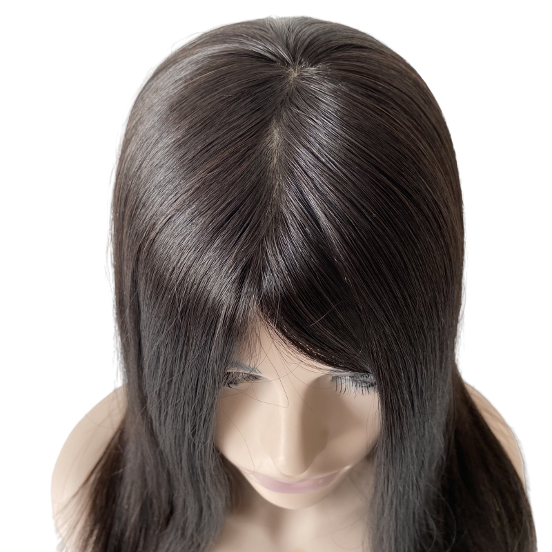 22 tum Mongolian Virgin Human Hair #1B Black Kosher Wig 180% Densitet Silkeslen Straight 4x4 Silk Top Jewish Wigs For Jew.